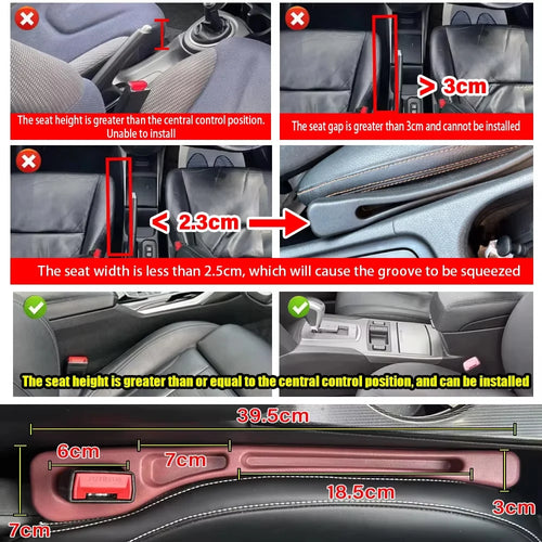 1 Pair Universal Car Seat Gap Plug Strip Side Seam Car Gap Filler Leak