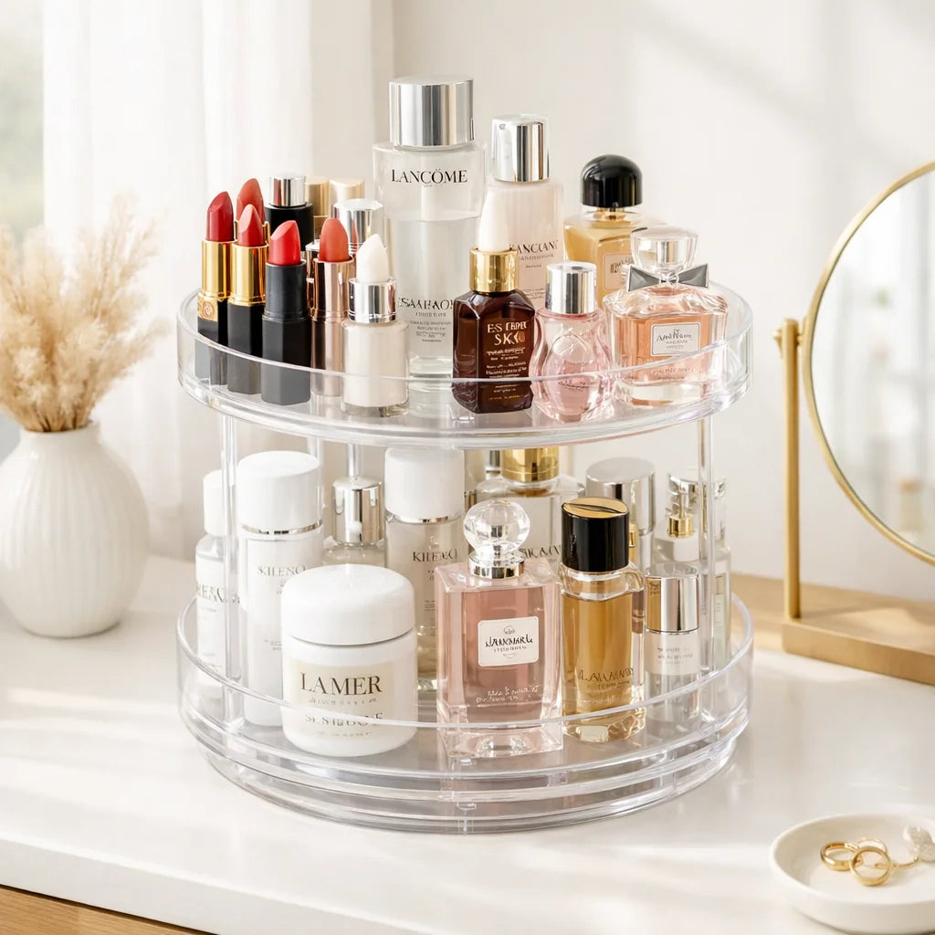 360 Rotating Makeup Organizer Multi Layer Storage Rack Transparent