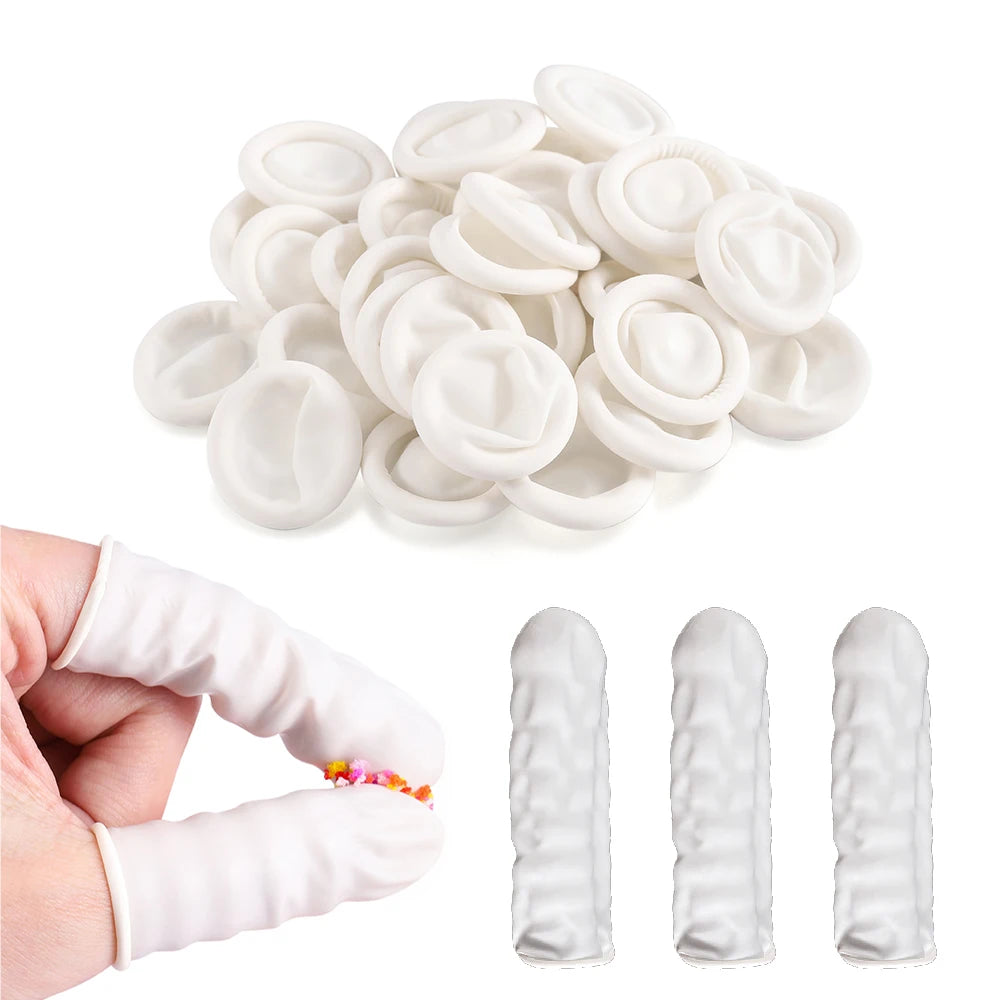 50/100Pcs Protective Fingertip Natural Rubber Gloves Disposable Latex