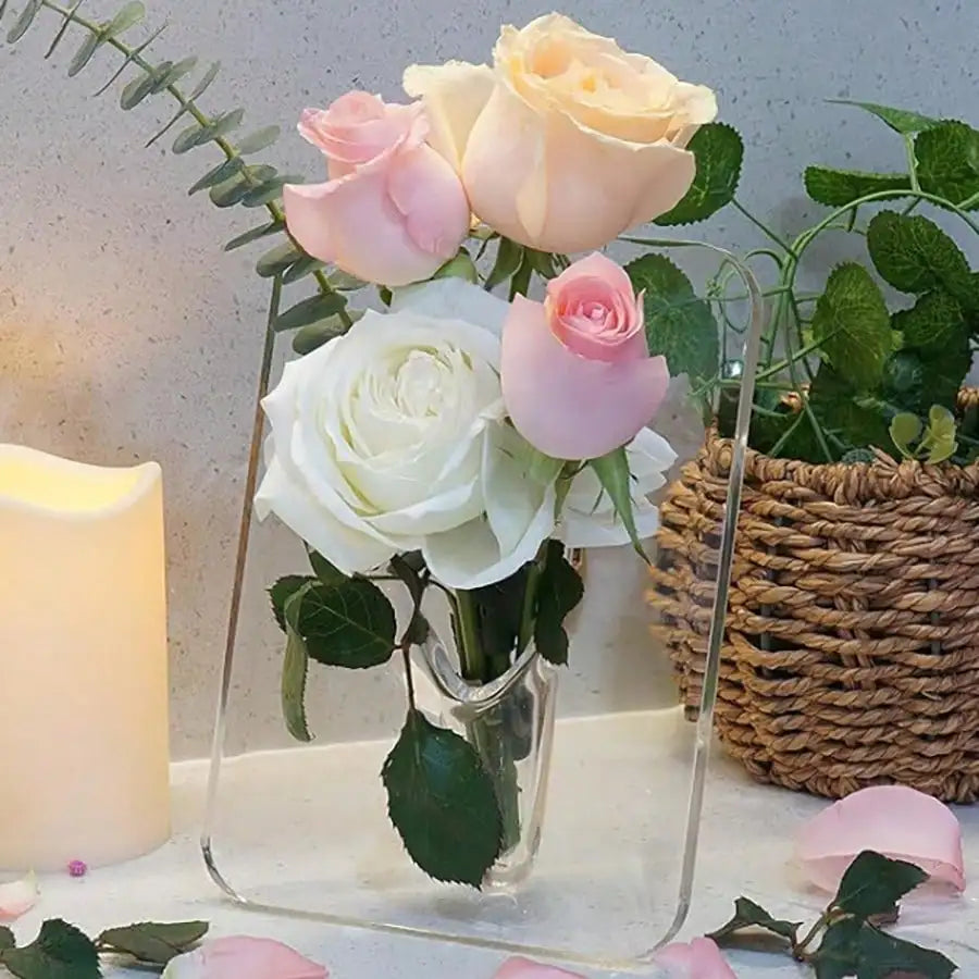 Frame Flower Vase - Clear Acrylic Vase for Flowers, Modern Art Vases
