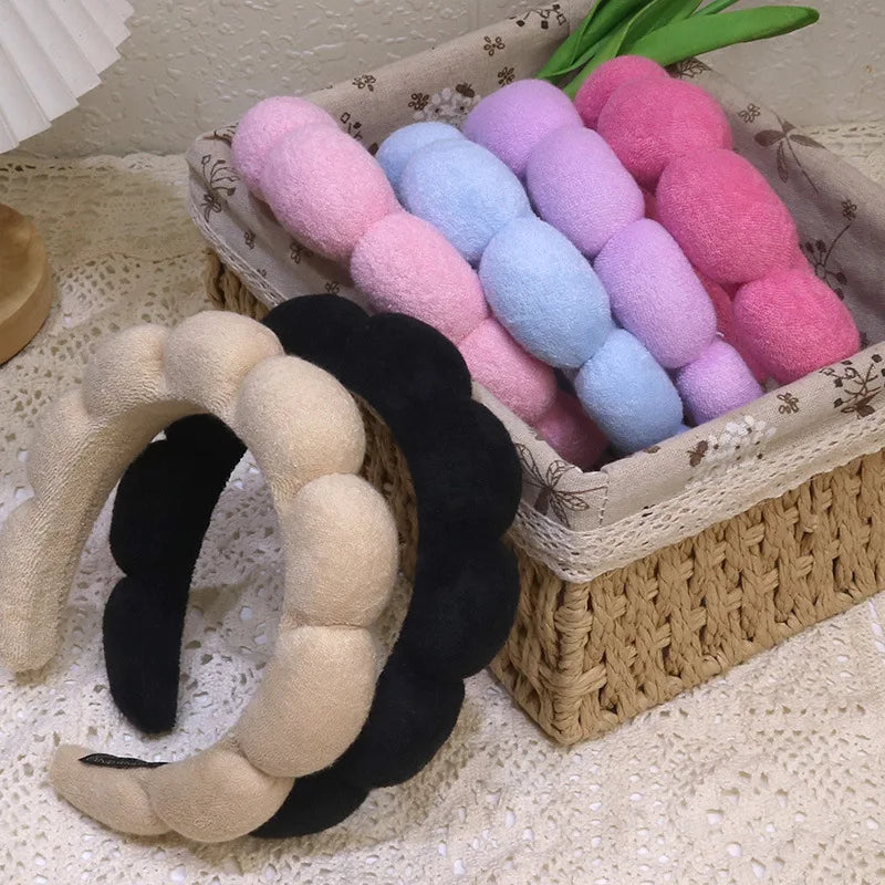 Fashion Microfiber Washing Wristbands Scrunchies Puffy Headband Spa