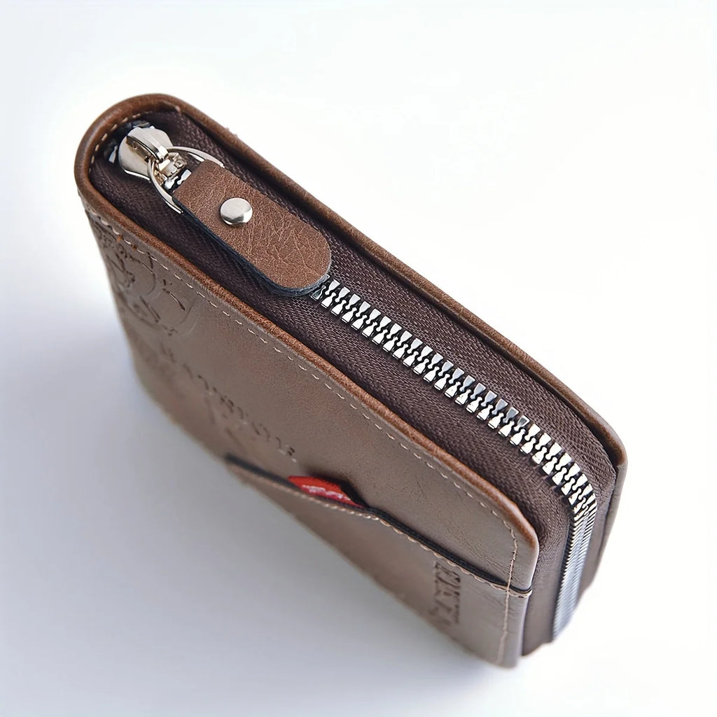 Men's Wallet Made of PU Wax Oil Skin Purse for Men Coin Purse Short