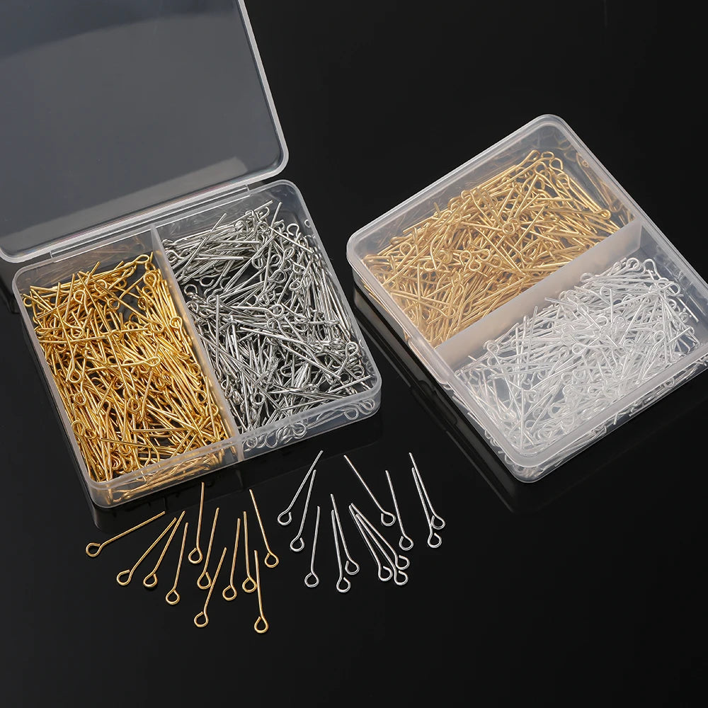 400pcs/Box 20mm Flat/Eyes/Ball Head Pins Needles Headpins Connector
