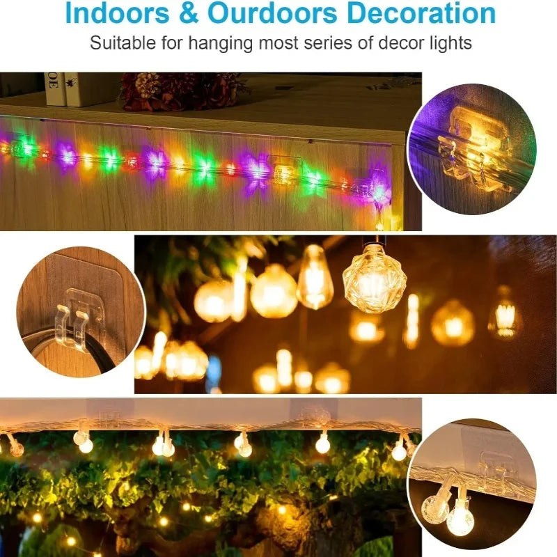 Outdoor String Light Clips, Strong Waterproof Adhesive Hooks