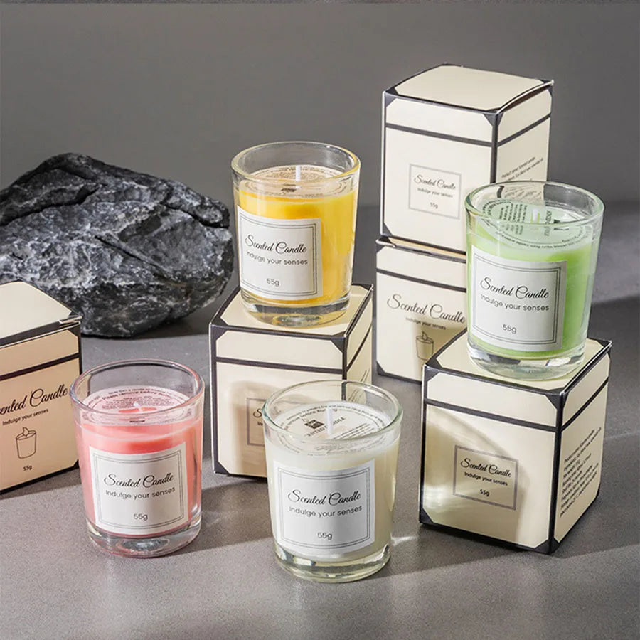 Aromatherapy Candle Premium Gift Box Glass Handmade Soy Wax Smokeless