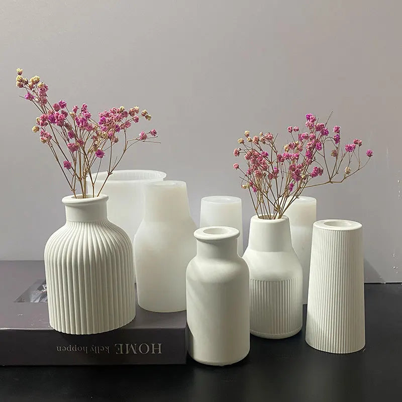 Circular Stripe Vase Silicone Mold DIY Cylindrical Stereoscopic Vase
