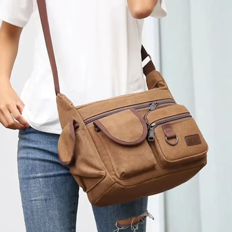 Casual Tote Travel Male Crossbody Bag Men's Canvas Shoulder Bags