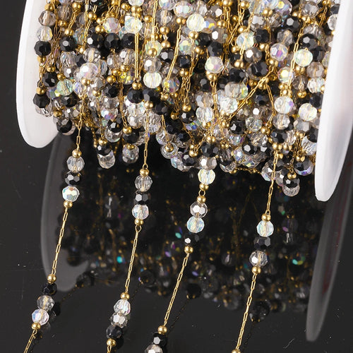 1Meter Stainless Steel Colorful Crystal Beading Chain for DIY