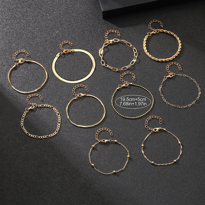 10 Pcs Vintage Statement Gold Color Flat Snake Chain Box Chain