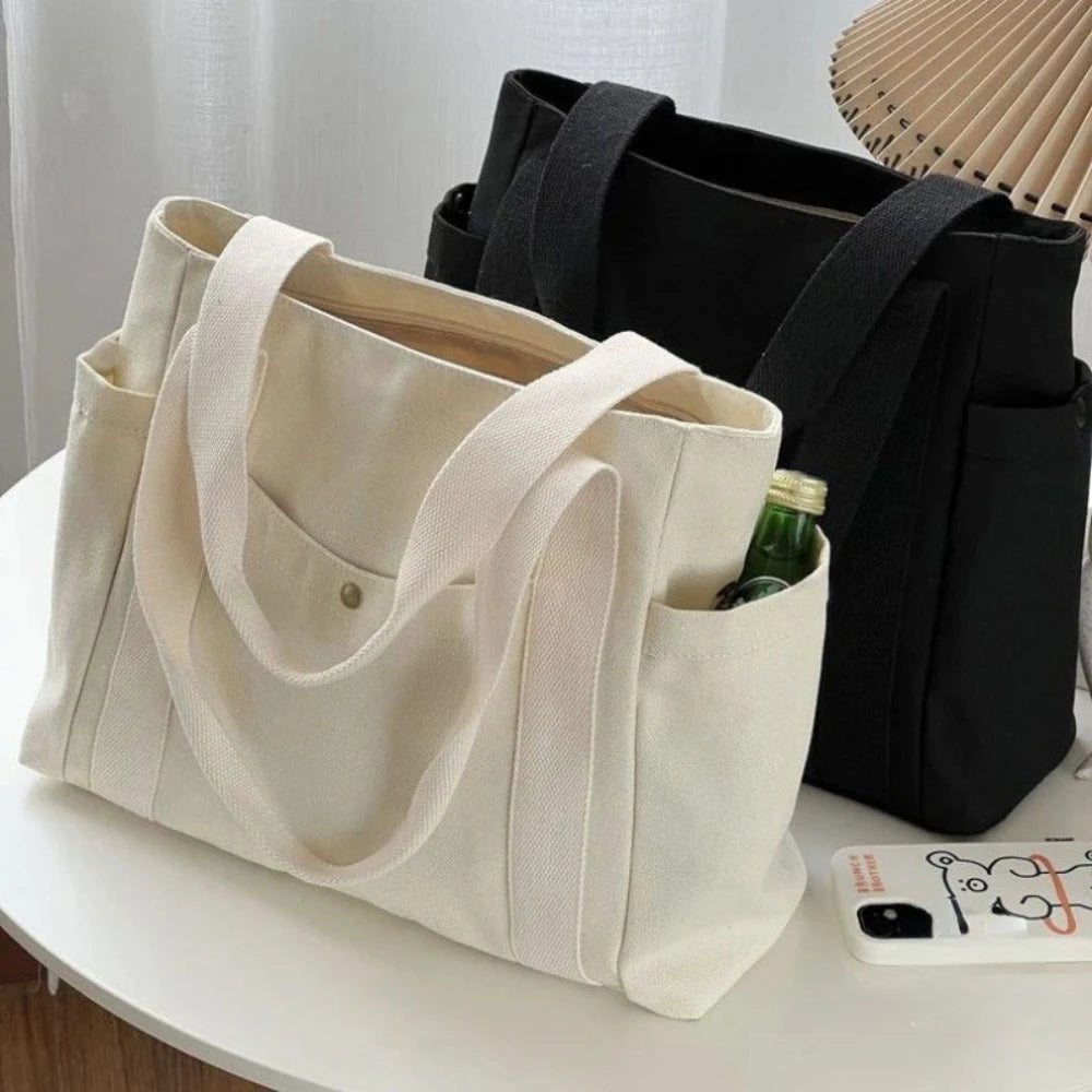 Large Capacity Canvas Tote Bags for Work Commuting Carrying Bag