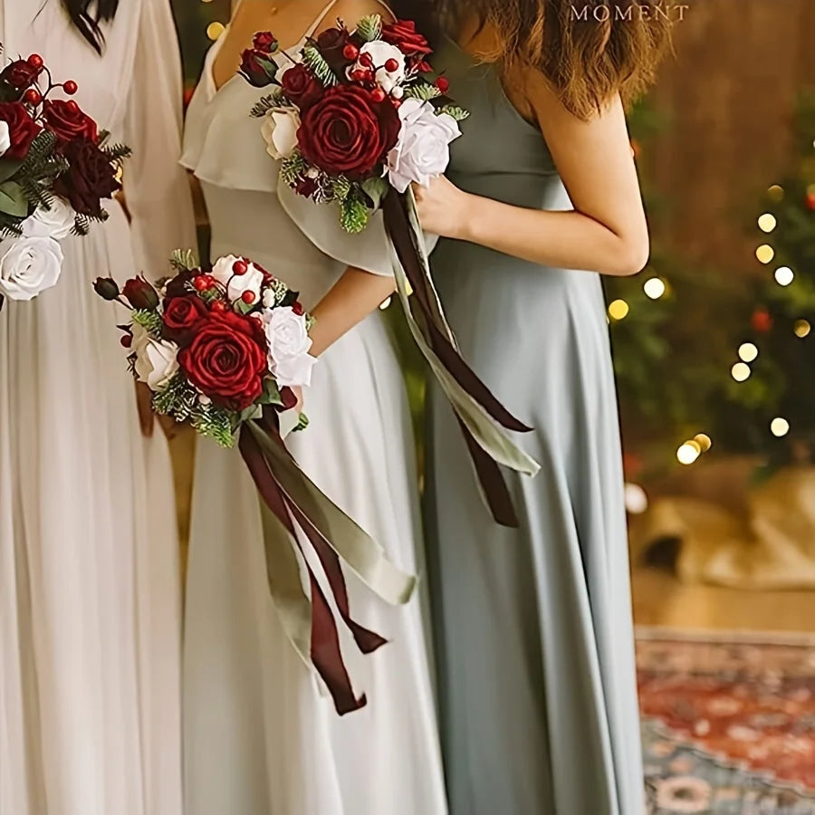 25 Pcs Artificial Flowers, Fake Flowers Roses W/Stem For DIY Wedding
