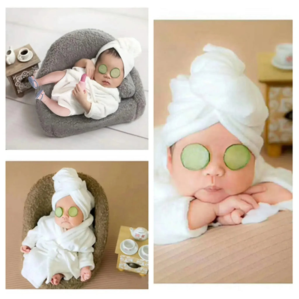 5PCS Newborn Photography Props Baby Girl Bathrobes Bath Towel Outfit