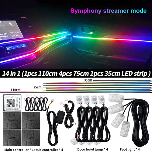 Universal LED Car Ambient Light RGB 64 213 Color Acrylic Strips