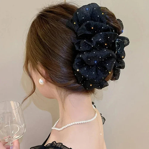 Mesh Bow Hair Clips Women Fashion Grab Claw Clip Female Hair