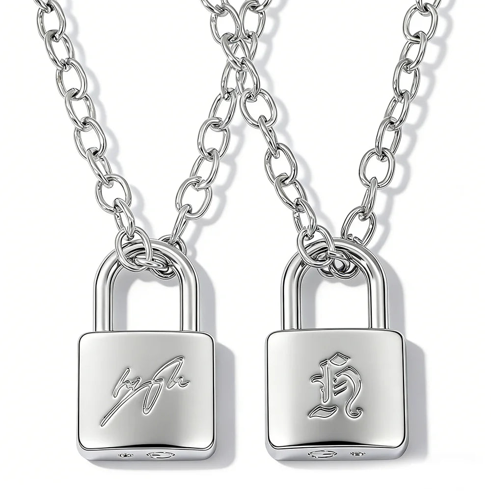 Fashionable Creative Hyunjin Lock Necklace Same As Huang Xuanchen's