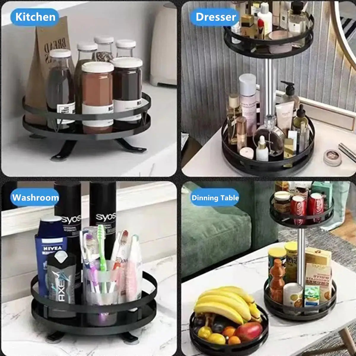 Multi-purpose 360° Rotating Storage Box Space-saving Non-slip