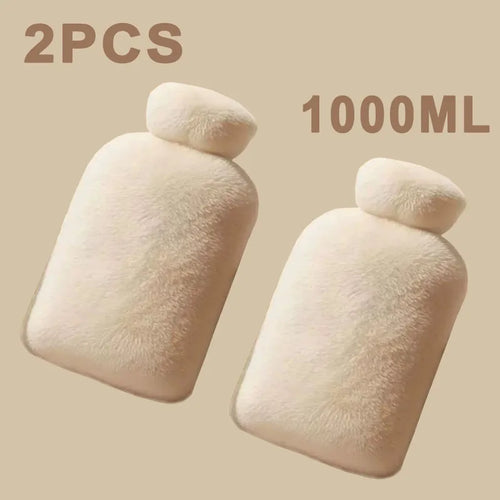 1/2PCS1000ML Soft Hand Warmer Hot Water Bag Bottles Removable Washable