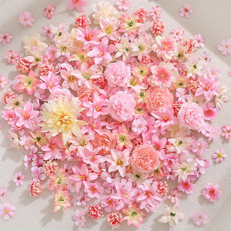 3-10cm Pink Artificial Flowers Head Silk Fake Rose Flower Wedding