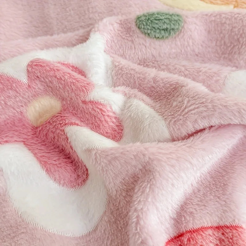Cozy Floral Flannel Throw Blanket Soft Machine Washable All-Season