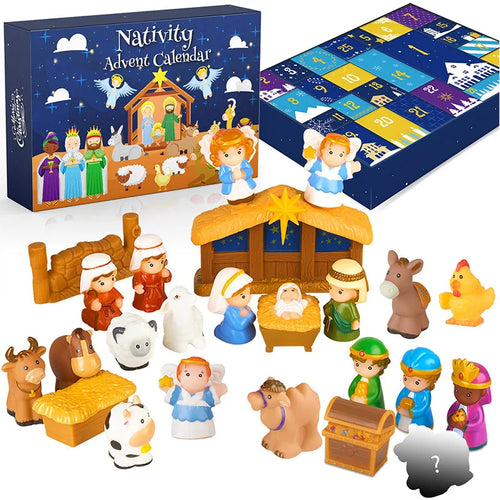 DIY Christmas Advent Calendar Gift Box Nativity Jesus Bricks Toys