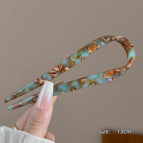 U-Shaped Hair Sticks Acetate Acrylic Hair Fork Hair Clips Fashion Bow