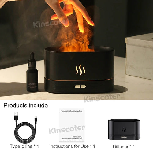 USB Desktop Flame Aroma Diffuser Humidifier 7 Colors Simulation Light