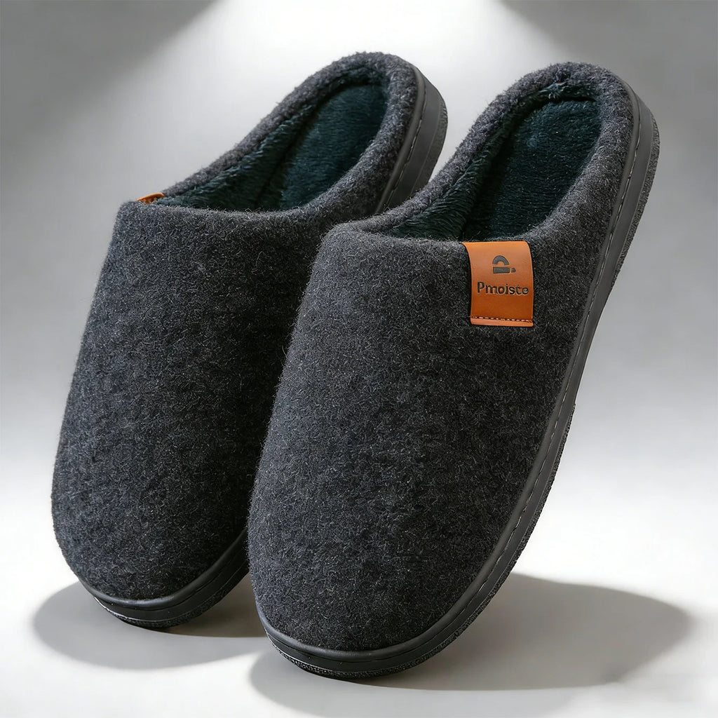 Winter Men Felt Platform  House Slippers Ultra Warm Cushion   Cozy