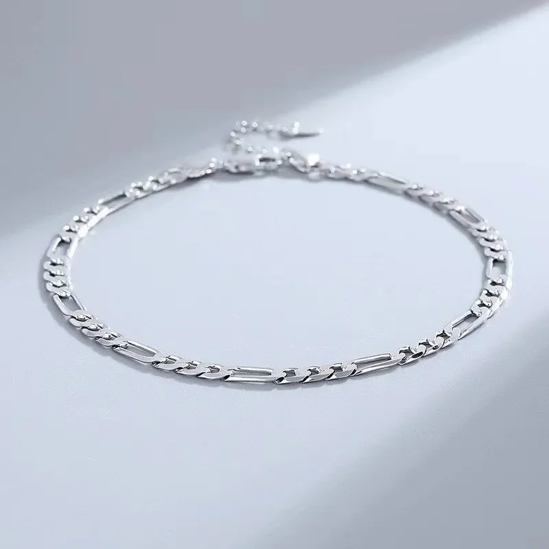 Hot Luxury 925 Sterling Silver Bracelets Anklet Y2K 4MM Chain