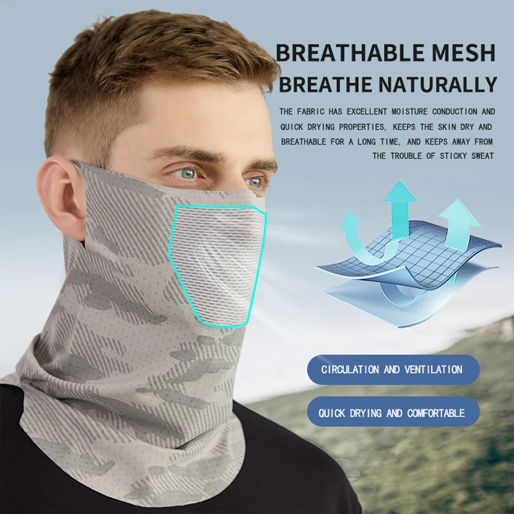 Sunscreen Face Mask Breathable Mesh Neck Gaiter Mask Scarf Ice Silk