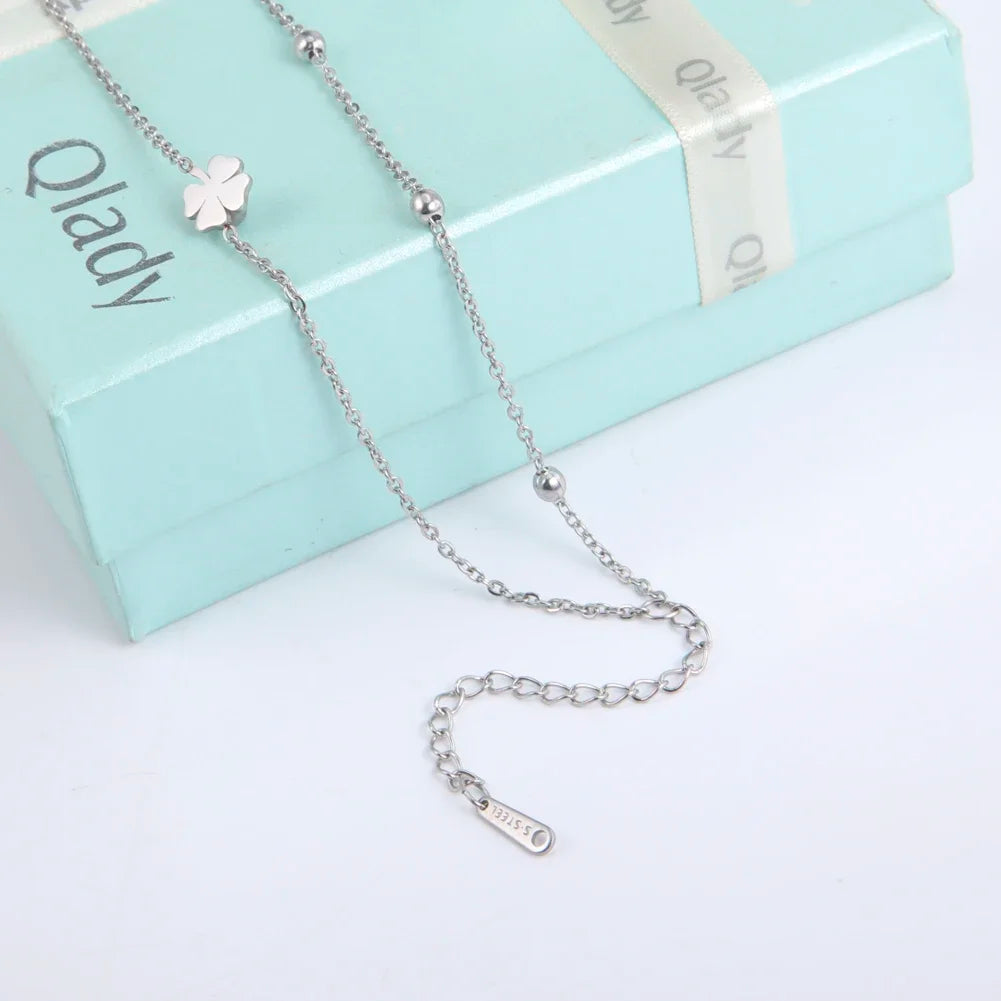 Skyrim Foot Chain of Women Men Silver Color Four-leaf Clover Stainless