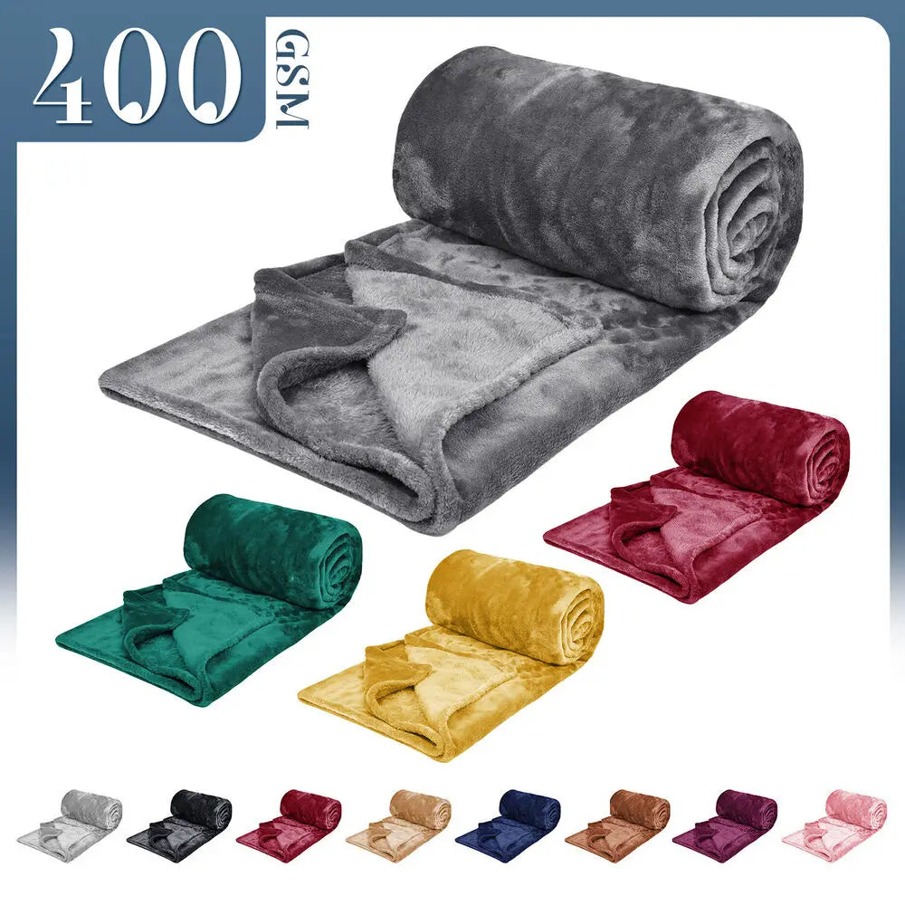 Fleece Blanket Solid Throw Blankets for Couch & Bed, Plush Cozy Fuzzy