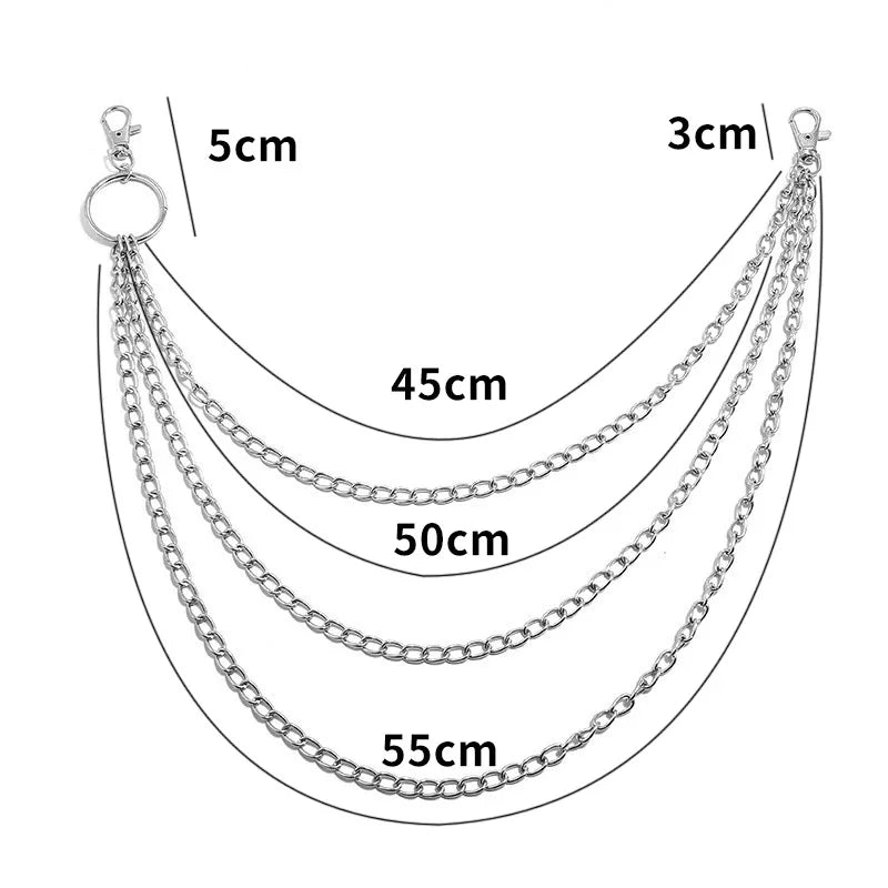 Metal Belt Chain HipHop Rock Punk Hook Trousers Pant Waist Link Metal