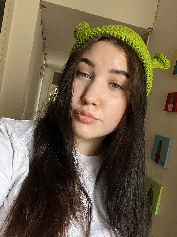 Winter Hats For Women Men Balaclava Monster Shrek Wool Hat Creative