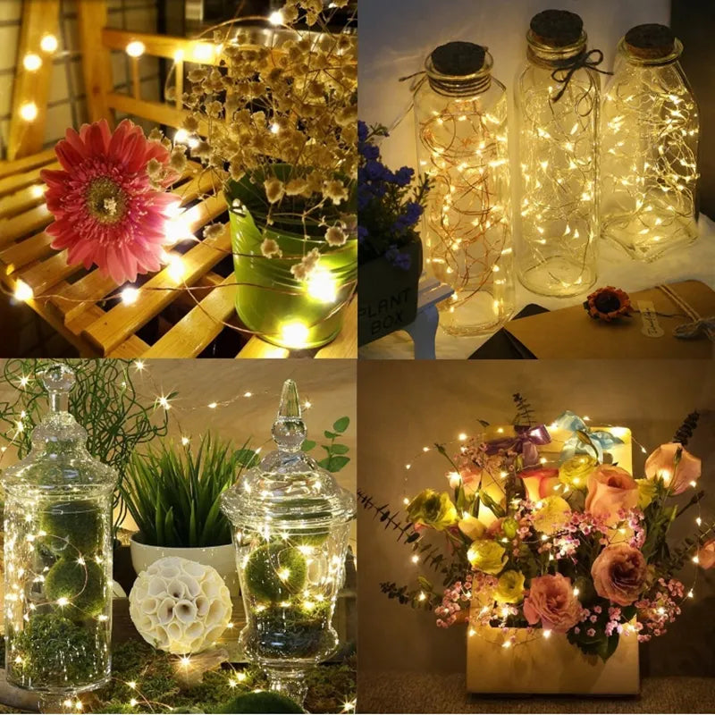 LED Copper Wire String Lights 3XAA Battery Operated Christmas