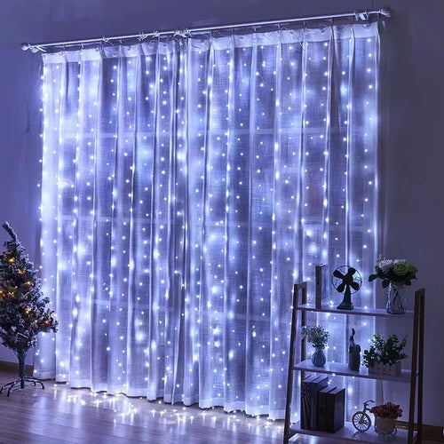Christmas Lights LED Fairy String Curtain Lights 8 Mode Remote USB