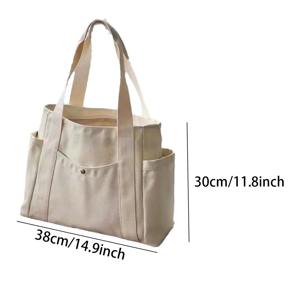 Large Capacity Canvas Tote Bags for Work Commuting Carrying Bag