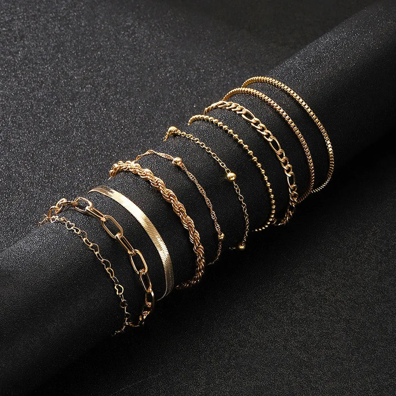 10 Pcs Vintage Statement Gold Color Flat Snake Chain Box Chain