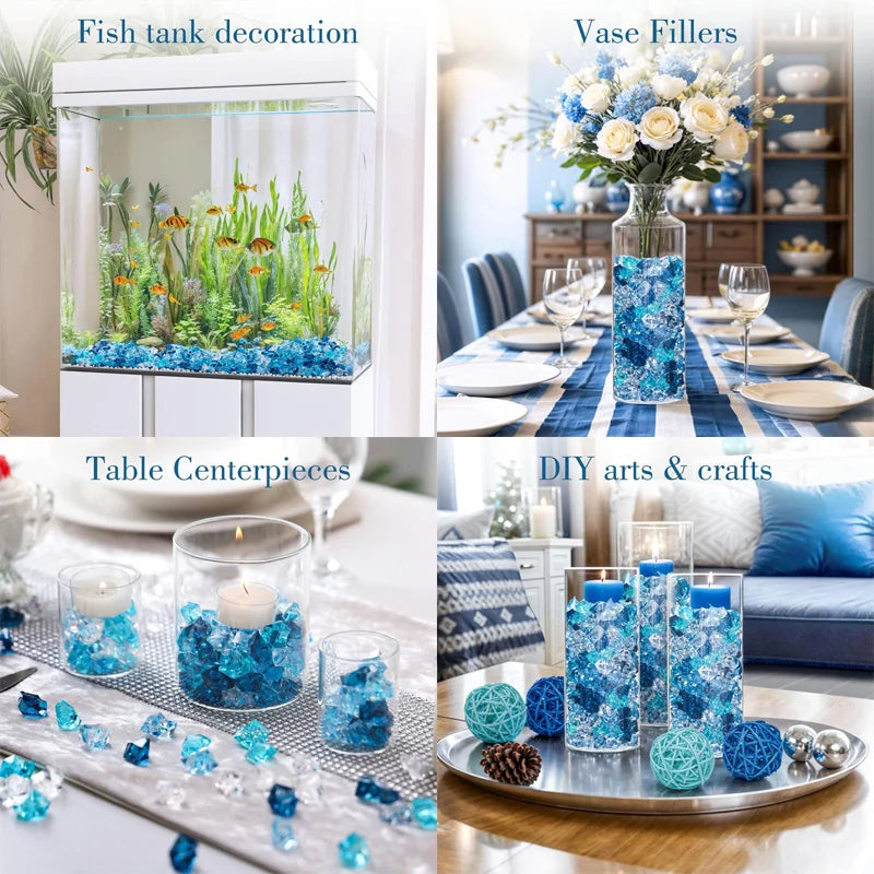 100pcs 11x14mm Crystals Plastic Gems Home Vase Decoration Multi