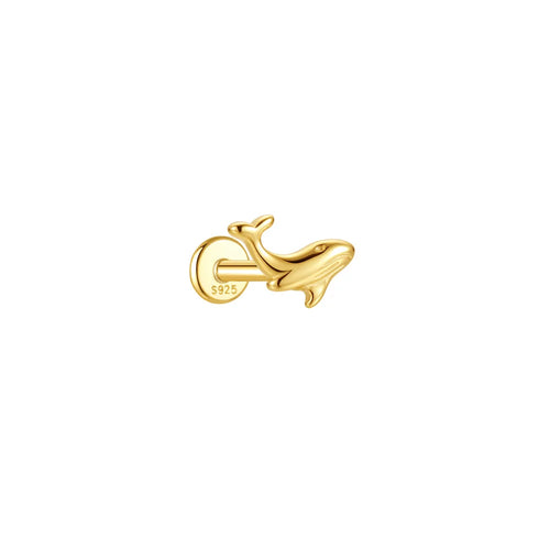 AIDE 1PC 925 Sterling Silver Lucky Red Koi Piercing Earring For Women