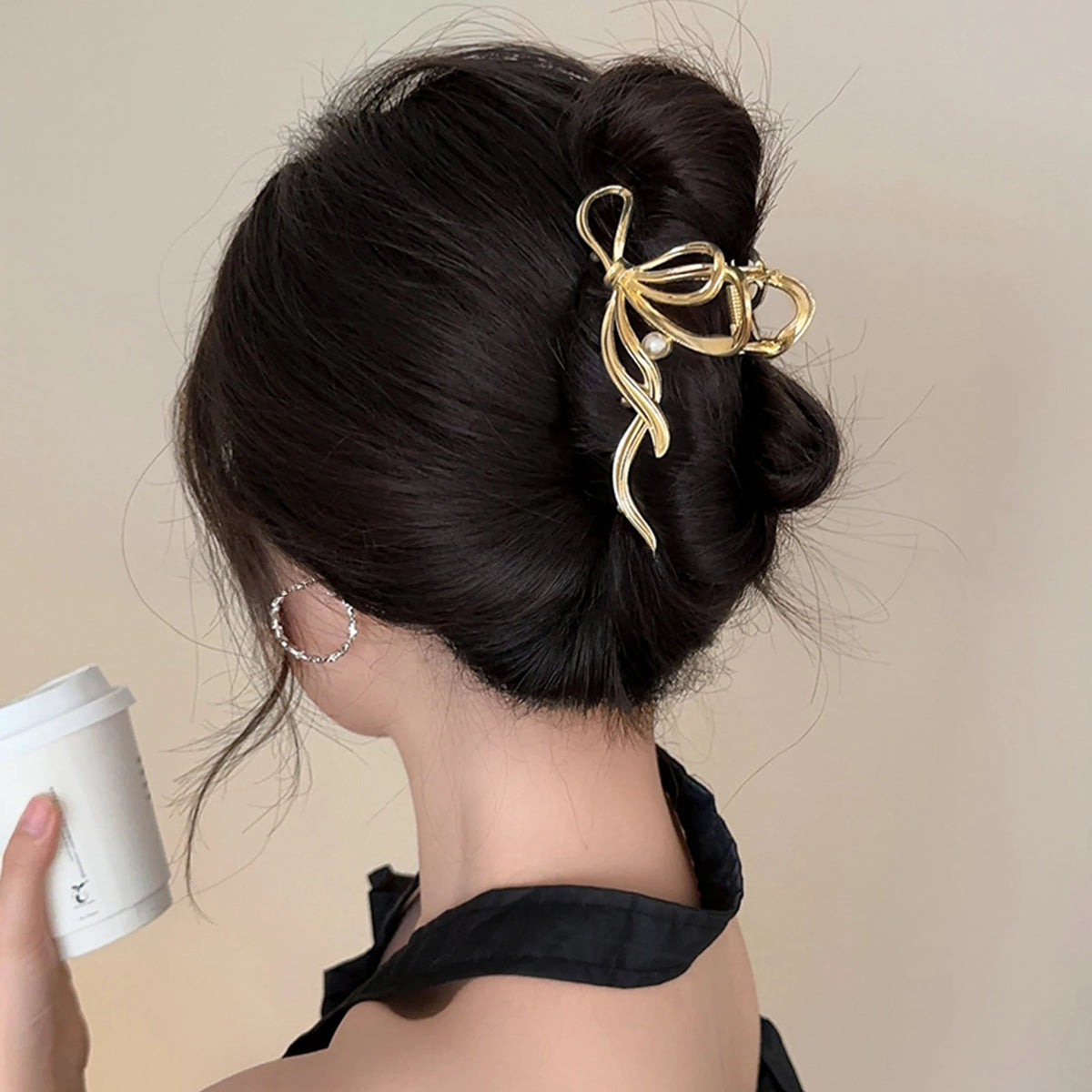 Bridal Hair Claw Clip Pearl Bow Ornament Wedding Party Accessory