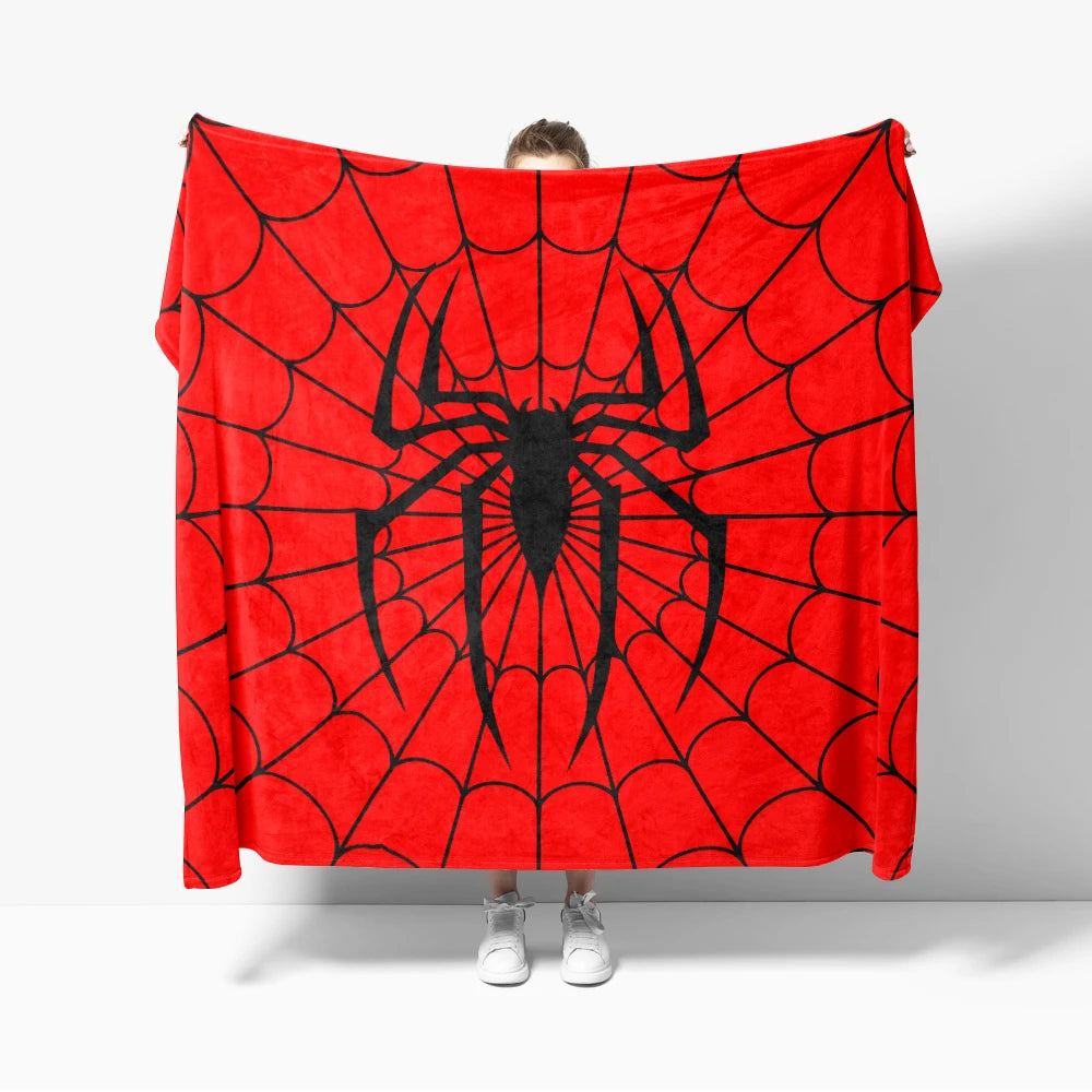 Red Spider Flannel Throw Blanket Decor Spider Web Creative Blankets