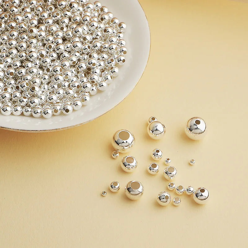 A Lot/pack 925 Sterling Silver Round Beads Spacer Beads for Jewelry