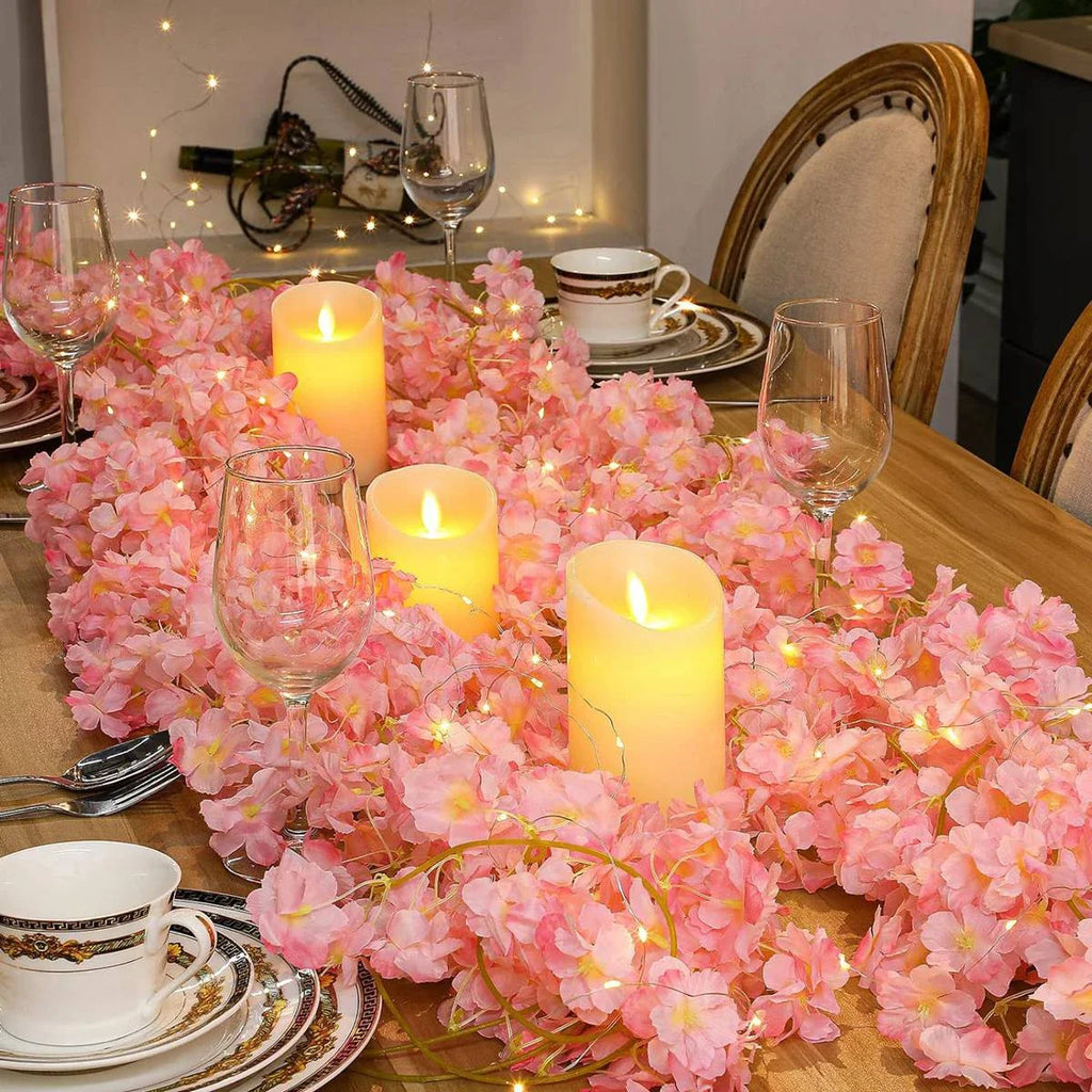 Cherry Blossom String Light Garland Artificial Flower Vines