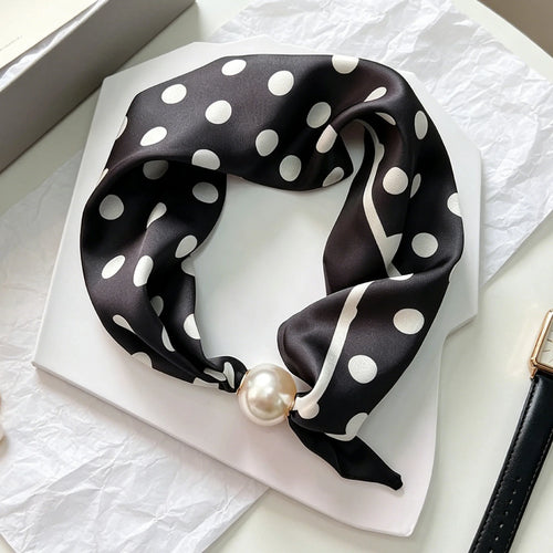 Elegant Chic Pearl Stripe Scarfs Women Fashion Convenient Magnetic
