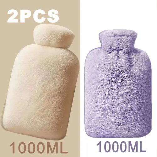 1/2PCS1000ML Soft Hand Warmer Hot Water Bag Bottles Removable Washable