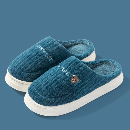 Winter Plush Slippers for Women & Men - Thick Sole Couple House Shoes