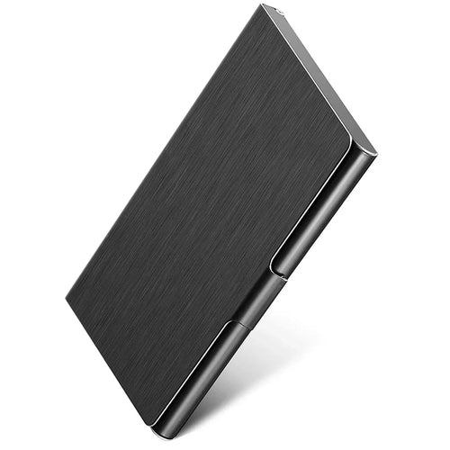 Premium Ultra Thin Stainless Steel Business Card Holder - Silver Metal