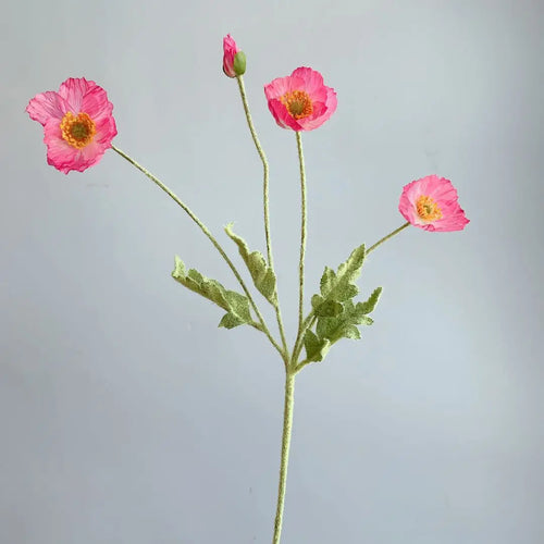 Artificial Flowers Fake Poppy Silk Flowers Long Stem Housewarming