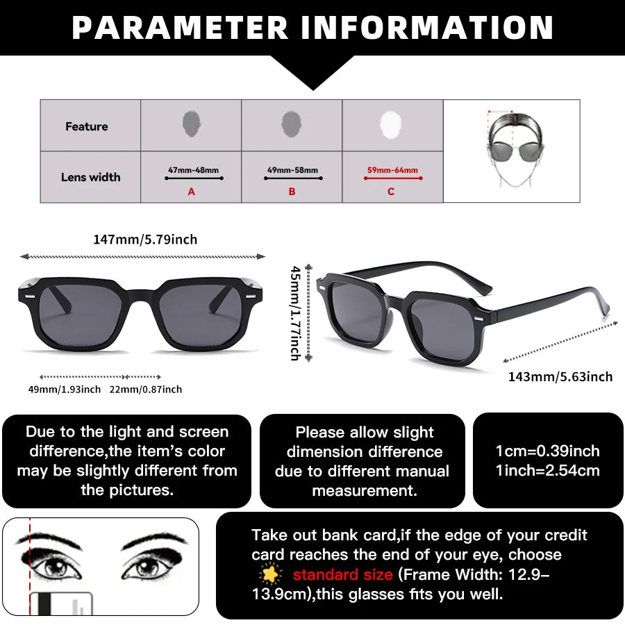 Men's Fashion Glasses New Trendy Square Frame Retro Rivet Y2K