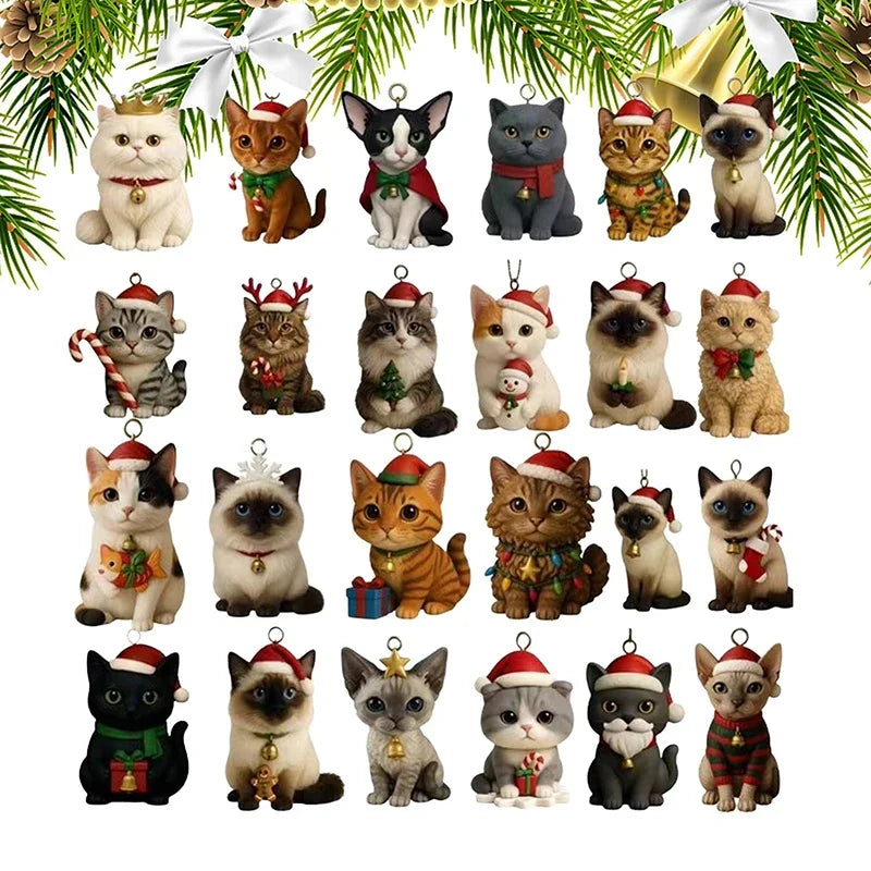 Cat Advent Calendar 24 Days Christmas Countdown with 24 Pcs 2D